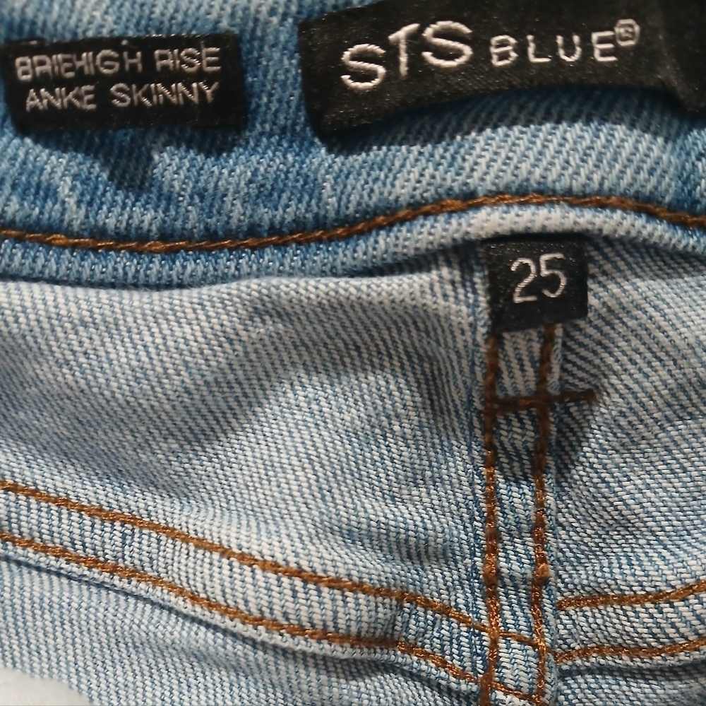 Distressed Women’s High Rise Light Blue Ankle Skinny Jeans STS BLUE Size: 25 - Picture 3 of 8